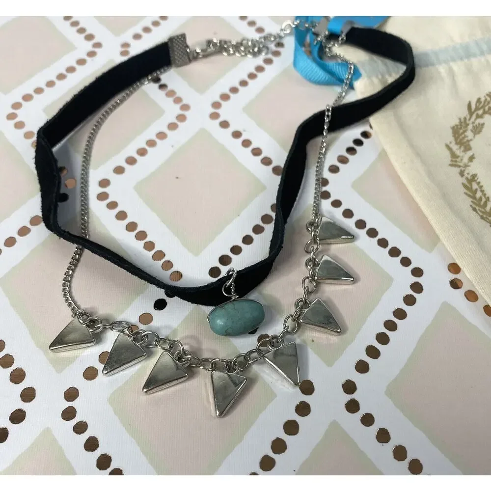 SHIRALEAH New Black Velvet Sylvana Choker Necklace Anthropologie NWT